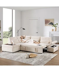 Streamdale Furniture Streamdale 107" Sectional Sleeper Sofa Bed with Pull Out Couch, L-shaped, Usb/Type-c Charging