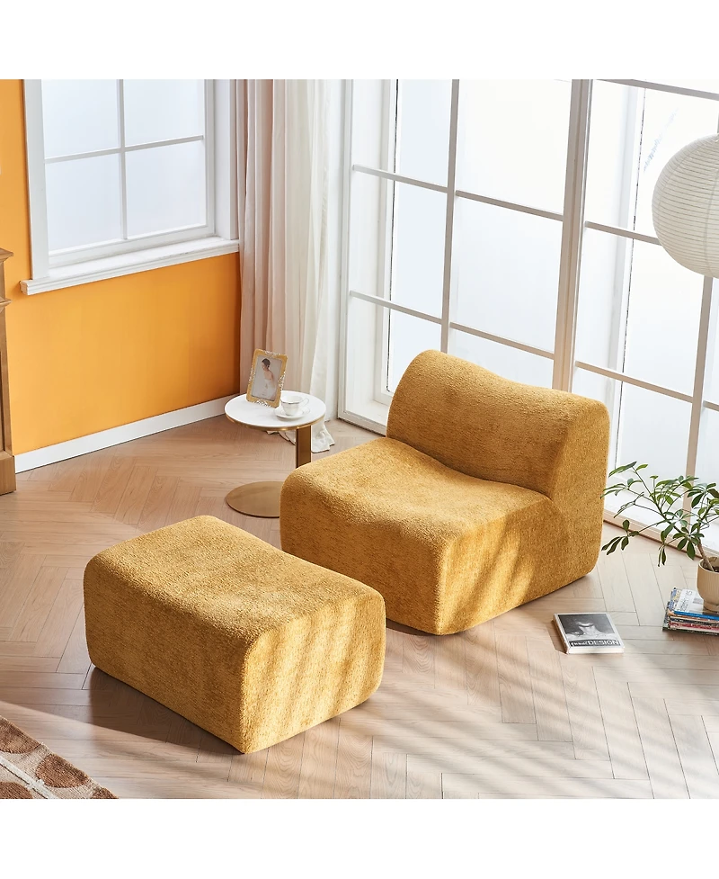 Streamdale Furniture Streamdale Single Foam Compression Sofa Chair with Footrest + Pillow – Modern Lounge Chair