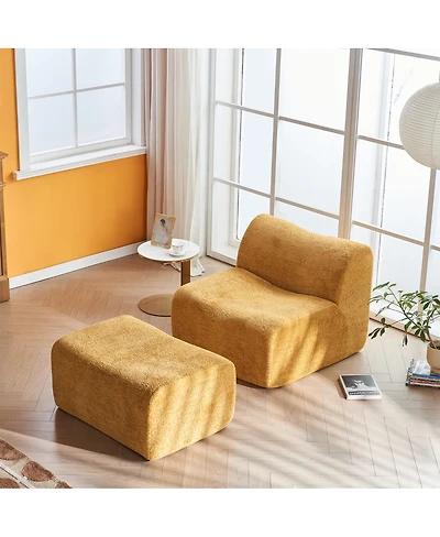 Streamdale Furniture Streamdale Single Foam Compression Sofa Chair with Footrest + Pillow – Modern Lounge Chair