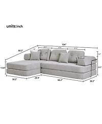 Streamdale Furniture 104" Boneless Chenille Memory Foam Modular Sectional Sofa with Chaise - No Assembly