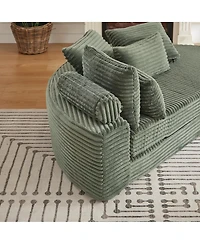 Streamdale Furniture 78.5-Inch Corduroy Semi-Circular 2-in-1 Sofa Bed with Neck Pillow & 5 Throw Pillows