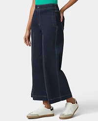 Hue Women's Fine Lines Denim Crop Wide-Leg Sleepwear Pant