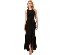 Adrianna Papell Women's Sleeveless Ruffled High-Low Gown