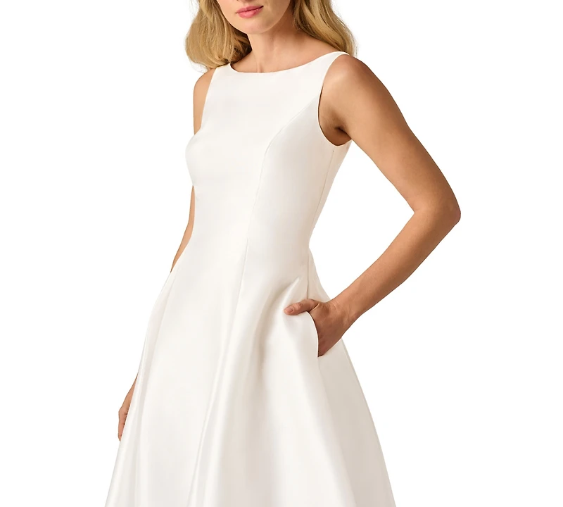 Adrianna Papell Boat-Neck A-Line Dress