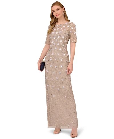 Adrianna Papell Embellished Floral Sheath Dress