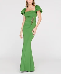 Js Collections Women's Scotlyn Flutter-Sleeve Square Neck Mermaid Gown