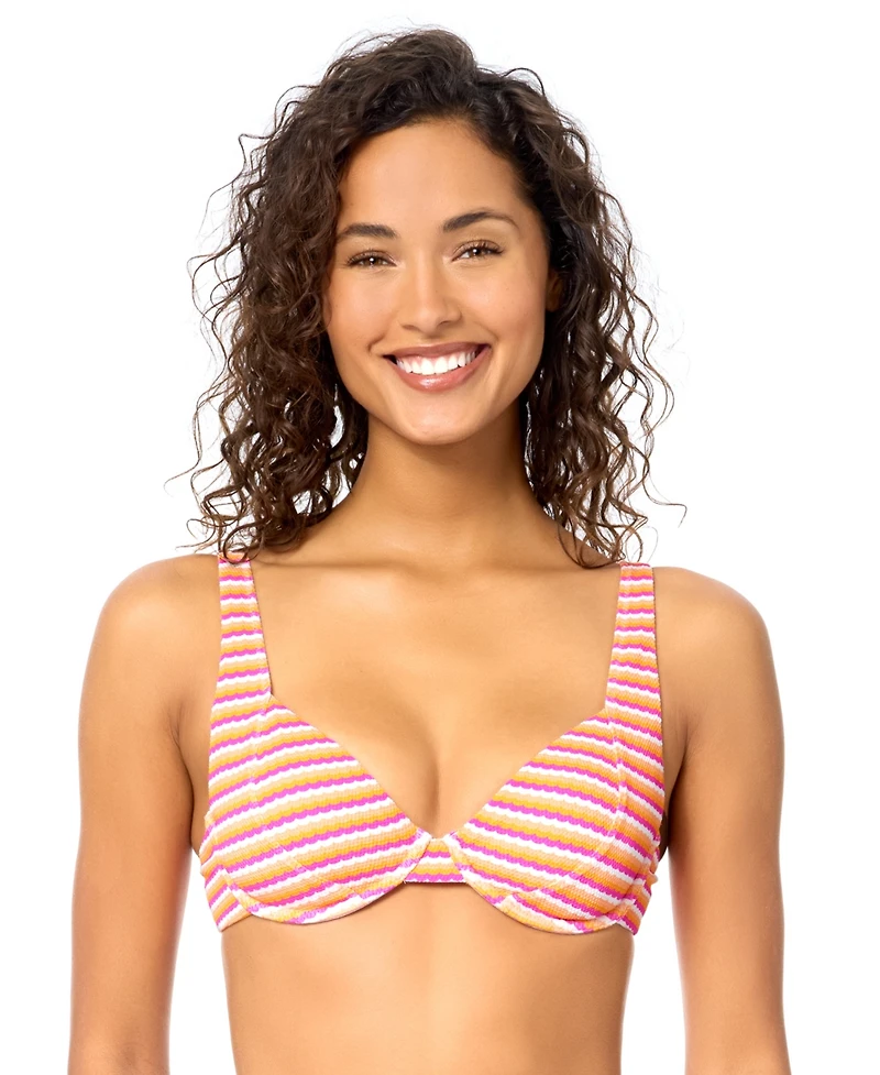 Raisins Women's Full Moon Stripe Swim Bikini Top