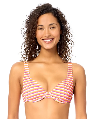 Raisins Women's Full Moon Stripe Swim Bikini Top