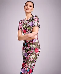 Dress the Population Women's Puff Short-Sleeve Bodycon Midi