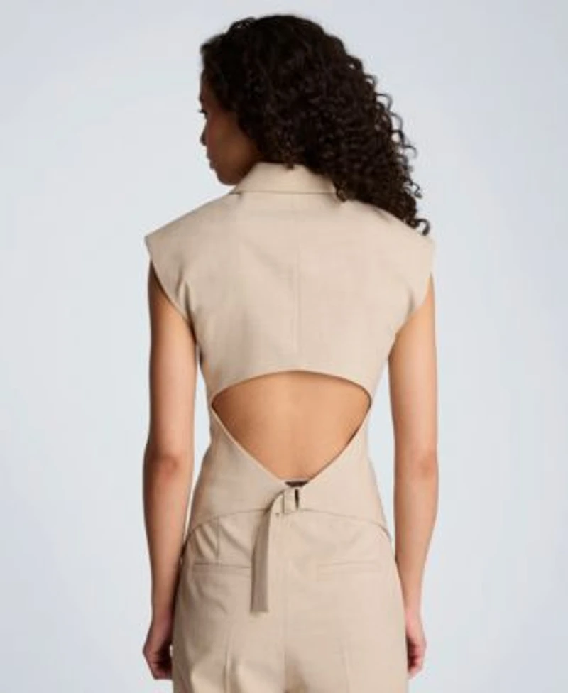 Kenneth Cole Womens Open Back Strap Vest High Rise Wide Leg Pants