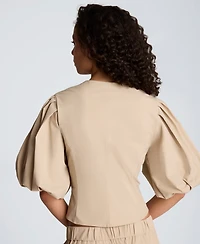 Kenneth Cole Women's Button-Front Bubble-Sleeve Cardigan