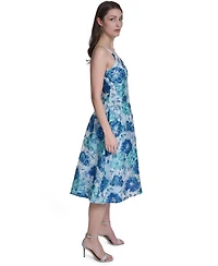 Eliza J Women's V-Neck Printed Midi Dress