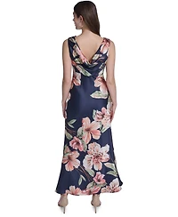 Eliza J Women's Sleeveless Drape Neck Printed Gown