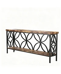 Yigii 70.9" Narrow Console Table Industrial Sofa Table Entryway Storage 2-Tier Shelf
