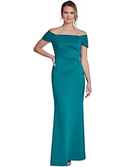 Jessica Howard Women's Off-The-Shoulder Side Tuck Gown