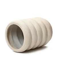 LuxenHome 23" Tall Planter Pot, Beige Large Plant Pot with Drainage Hole and Rubber Plug, Modern Floor Pot for Plants for Home Garden Patio