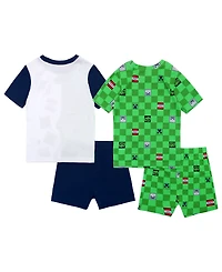 Minecraft Boys' 6-12 Short-Sleeve T-Shirt and Shorts, 4-Piece Set