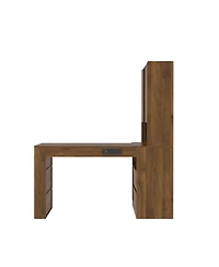 Streamdale Furniture L-Shaped Desk with Drawers, Led Light, Bookshelf, Modern Corner Desk