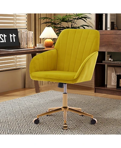 Streamdale Furniture Grand Velvet Ergonomic Office Chair with Luxurious Gold Base