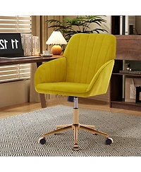 Streamdale Furniture Grand Velvet Ergonomic Office Chair with Luxurious Gold Base