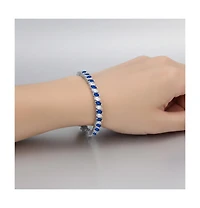 Sterling Silver White Gold Plated Stacked Bracelet
