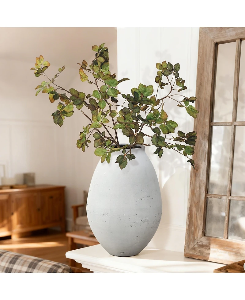 LuxenHome Antique White Cement Bulb Vase, 12.8" Tall Home Accent for Tabletops and Open Shelving