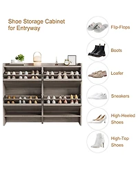 Homfan Shoe Cabinet with 4 Flip Drawers, Hidden Shoe Storage Organizer for Entryway, Wooden Shoe Rack with Adjustable Shelf