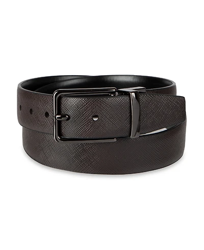 Calvin Klein Boy's S-xl Two-In-One Reversible Smooth-To-Saffiano Dress Belt