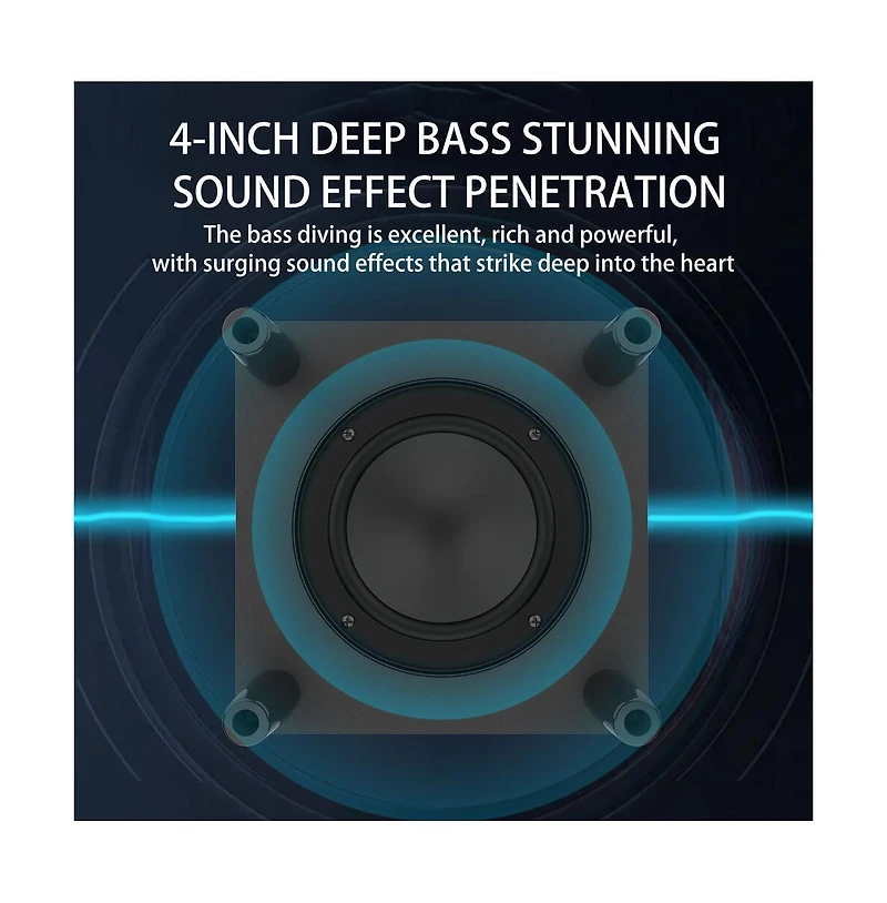 Artudatech 2.1 Channel Bluetooth Soundbar with 30W Subwoofer & Rgb Lights