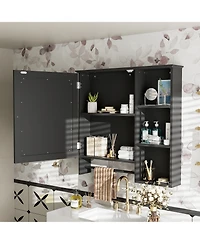 Busdays Wall Mounted Bathroom Storage Cabinet, Medicine Cabinets with large mirror door, adjustable shelves and three open storage levels