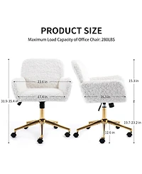 Rainsken Faux Fur Home Office Chair, Adjustable Swivel Desk Chair