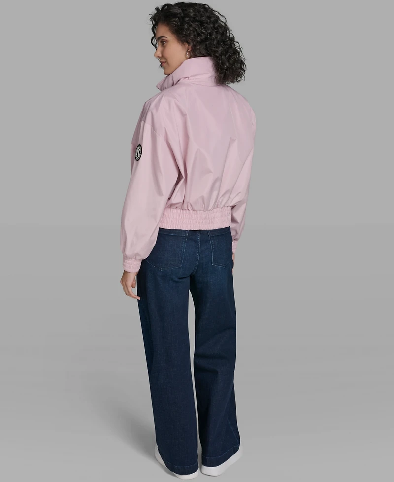 Karl Lagerfeld Paris Women's Cropped Stand Collar Bomber Jacket