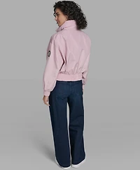 Karl Lagerfeld Paris Women's Cropped Stand Collar Bomber Jacket