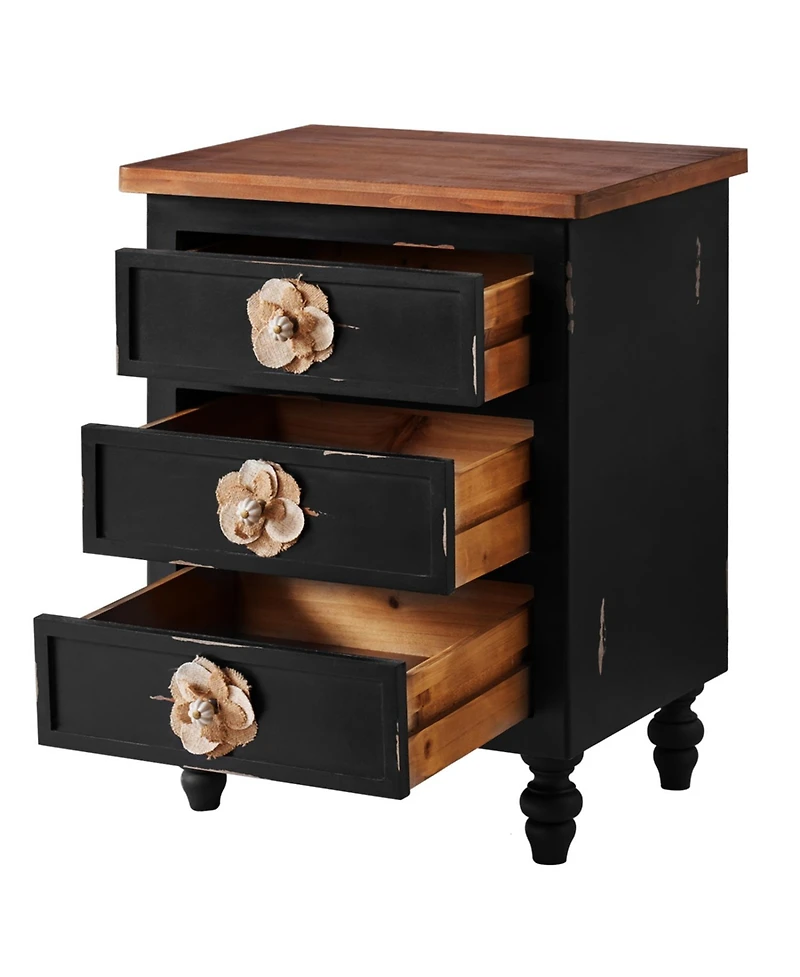 Streamdale Furniture Streamdale Vintage Farmhouse End Table - Rustic Nightstand, 3 Drawers