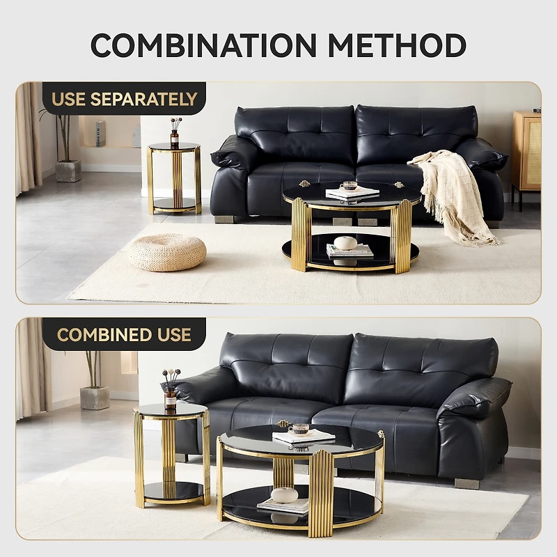 Streamdale Furniture Modern End Table with Glass & Gold Frame