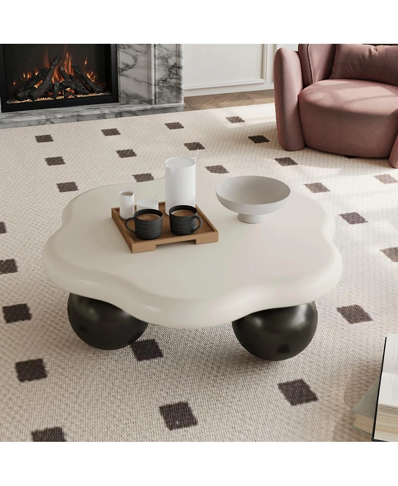 Streamdale Furniture 35" Cloud Shaped Coffee Table, Petal-Shaped Minimalist Table
