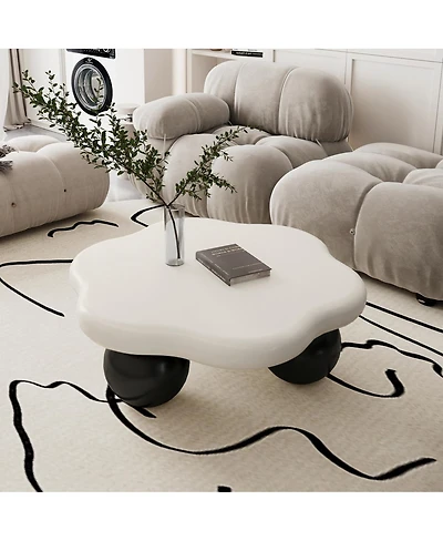 Streamdale Furniture 35" Cloud Shaped Coffee Table, Petal-Shaped Minimalist Table