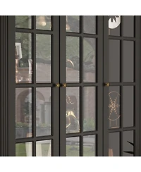 Homsee 8-Shelf Wood Standard Bookcase Bookshelf With Glass Doors