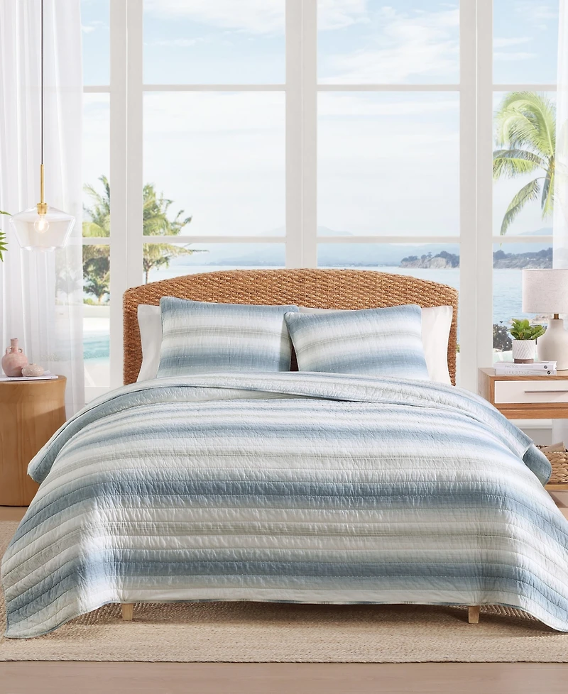 Tommy Bahama Home Prima Island Stripe Cotton Reversible 3-Pc. Quilt Set