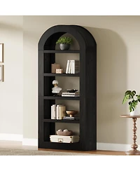 Tribesigns 70.9'' Tall Arched Bookshelf with Storage, 5-Tier Wooden Open Bookcase Display Shelves Organizer