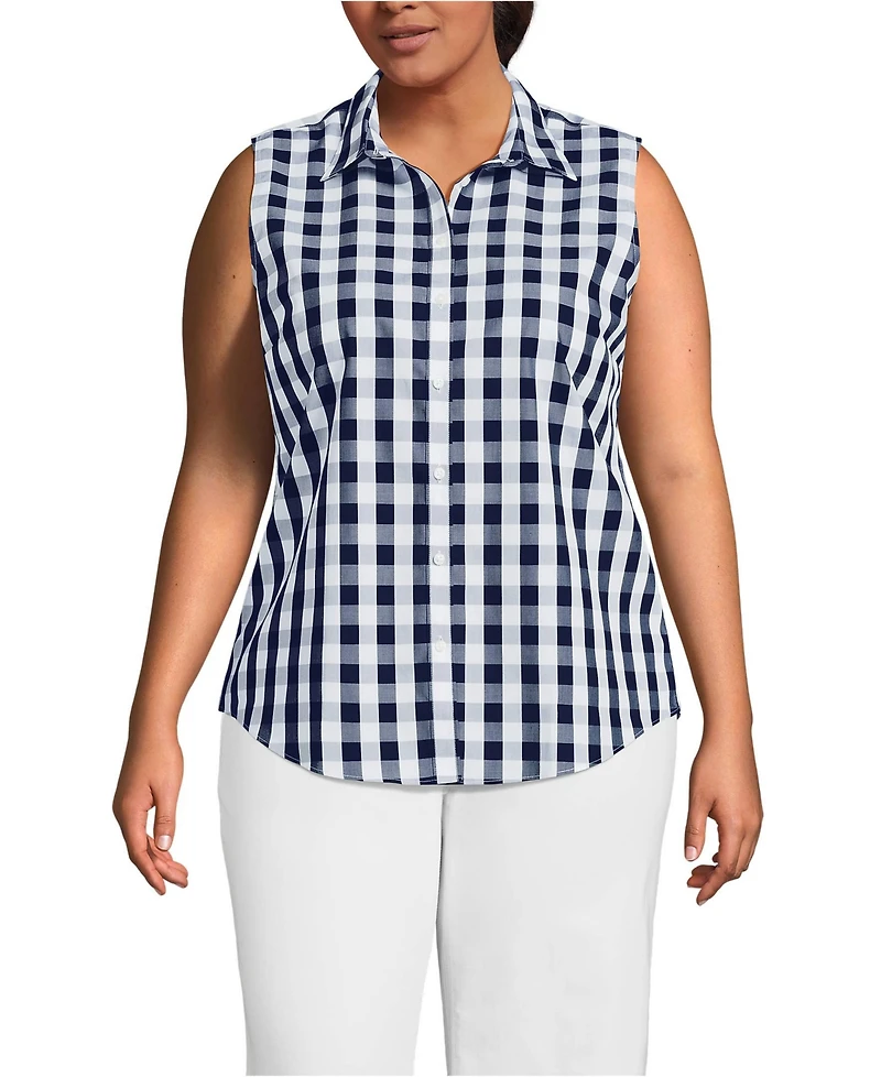 Lands' End Plus No Iron Sleeveless Shirt