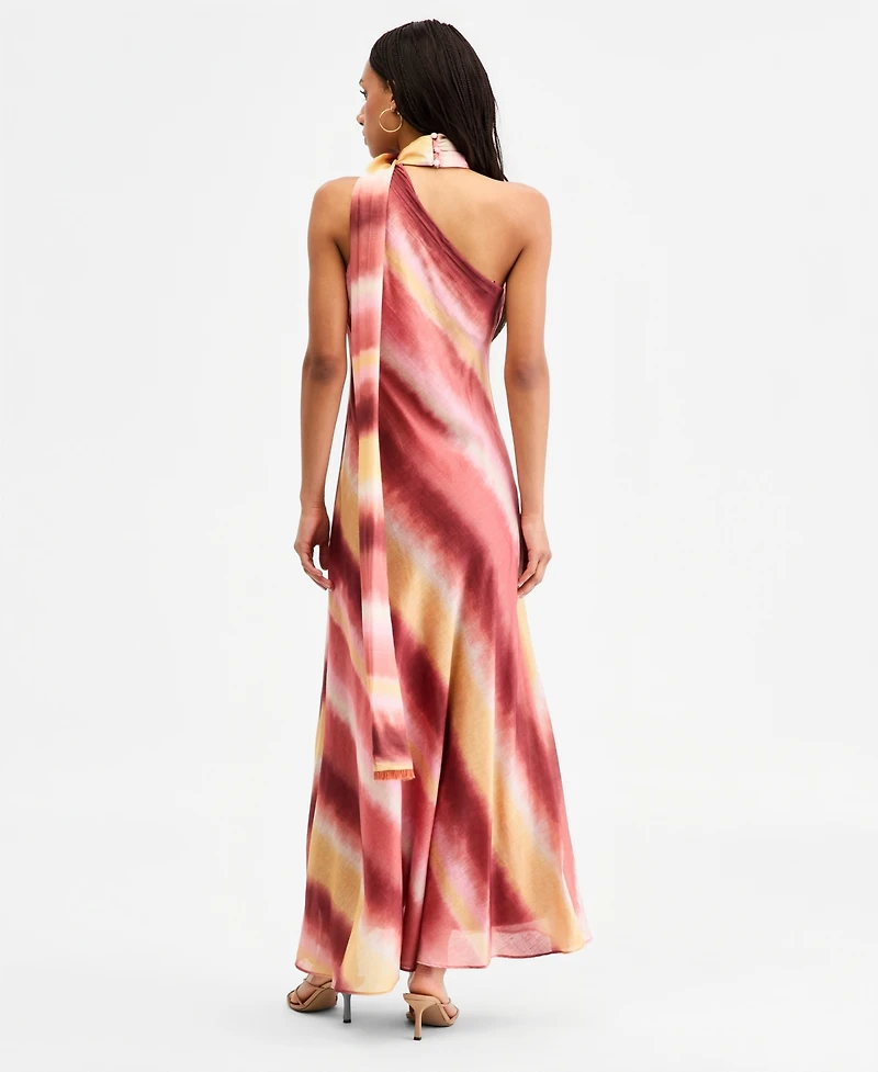 Taylor Women's Printed One-Shoulder Scarf Maxi Dress