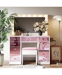 Streamdale Furniture Makeup Vanity with 15 Hollywood Bulbs & 3 Color Modes