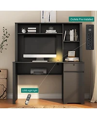 Streamdale Furniture Computer Desk with Hutch & Bookshelf, Wood Executive Desk for Home Office