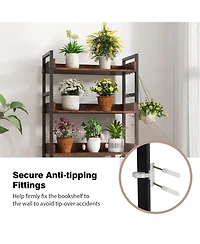 Slickblue 5-Tier Bookshelf with 4 Hooks Industrial Storage Bookcase.