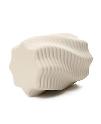 LuxenHome Sculptural MgO Patio Table, Tall Round Side Table for Outdoor Spaces