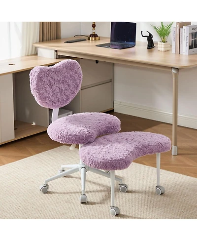 Streamdale Furniture Artificial rabbit hair Meditation Chair Plus, Cross Legged Chair with Wheels