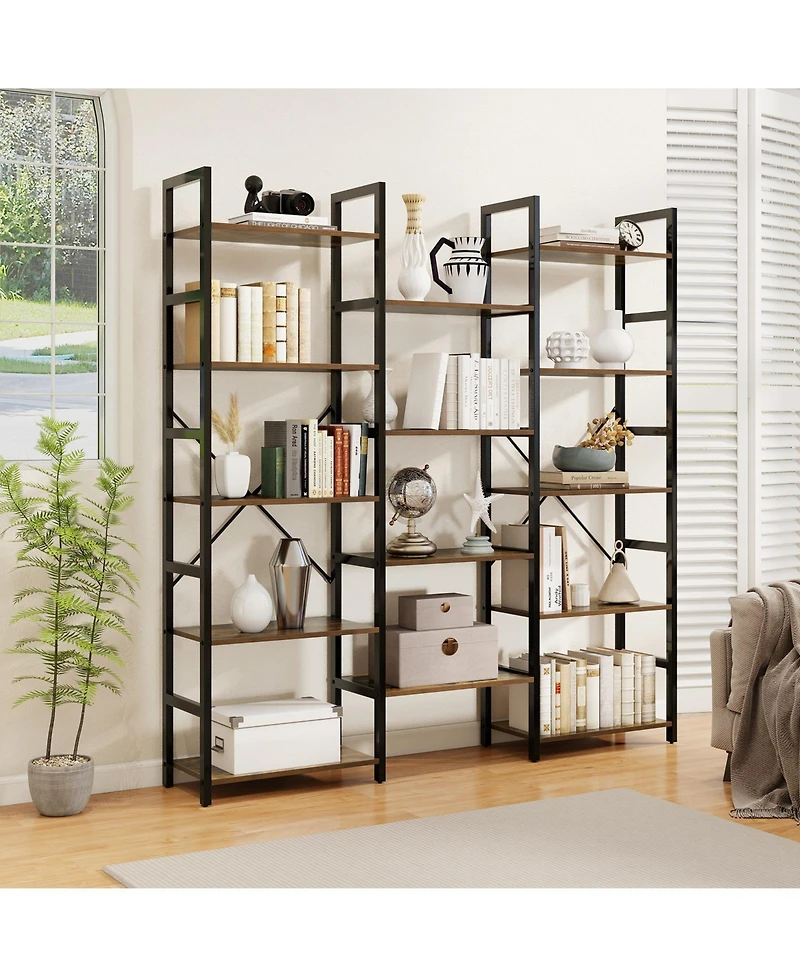 Slickblue 5-tier Triple Wide Heavy-duty Metal Frame Industrial Bookshelf.