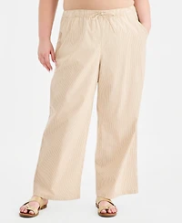 Style & Co Plus Striped Pull-On Wide-Leg Pants, Macy's Exclusive