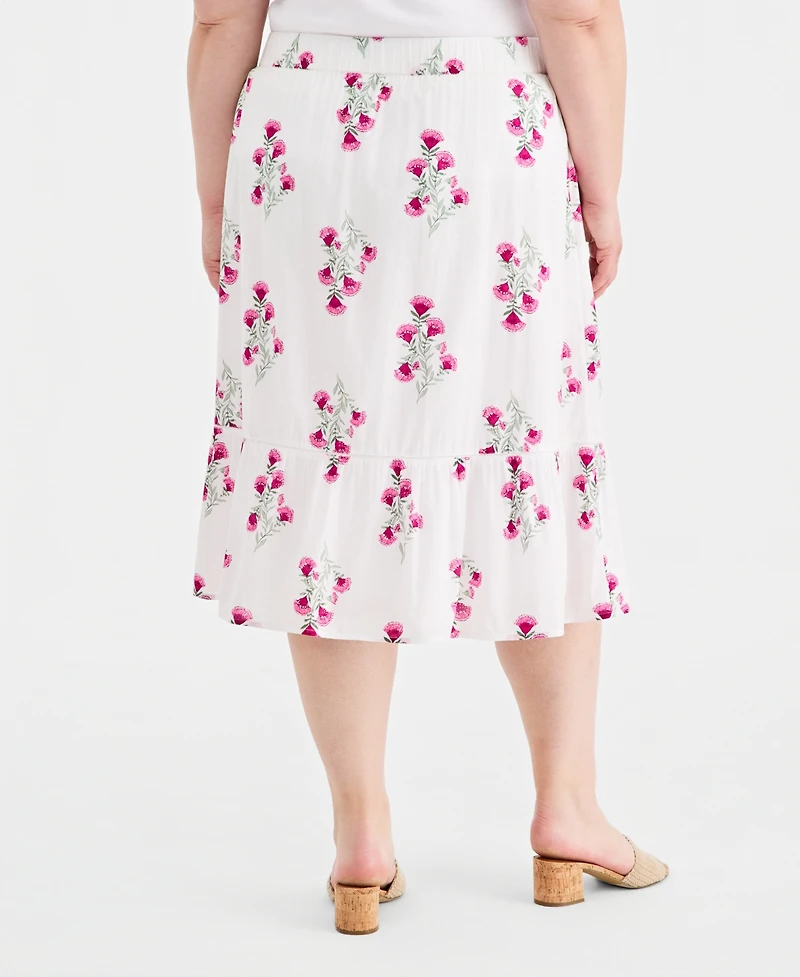 Style & Co Plus Printed Ladder-Stitch Midi Skirt, Macy's Exclusive